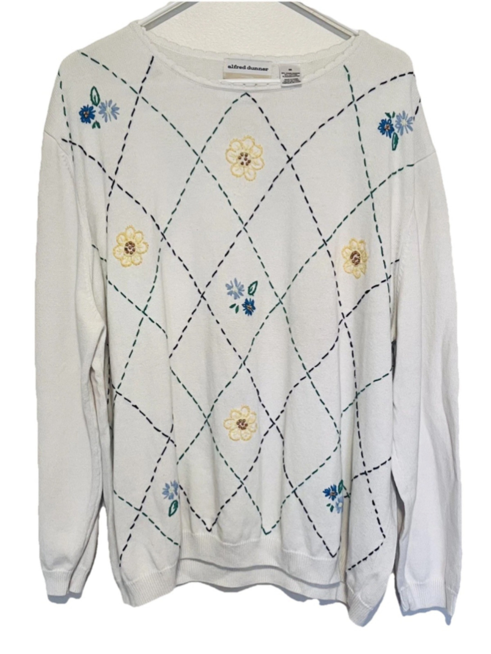 Vintage Alfred Dunner Embroidered Floral Sweater 3X Cottagecore Grandma Core